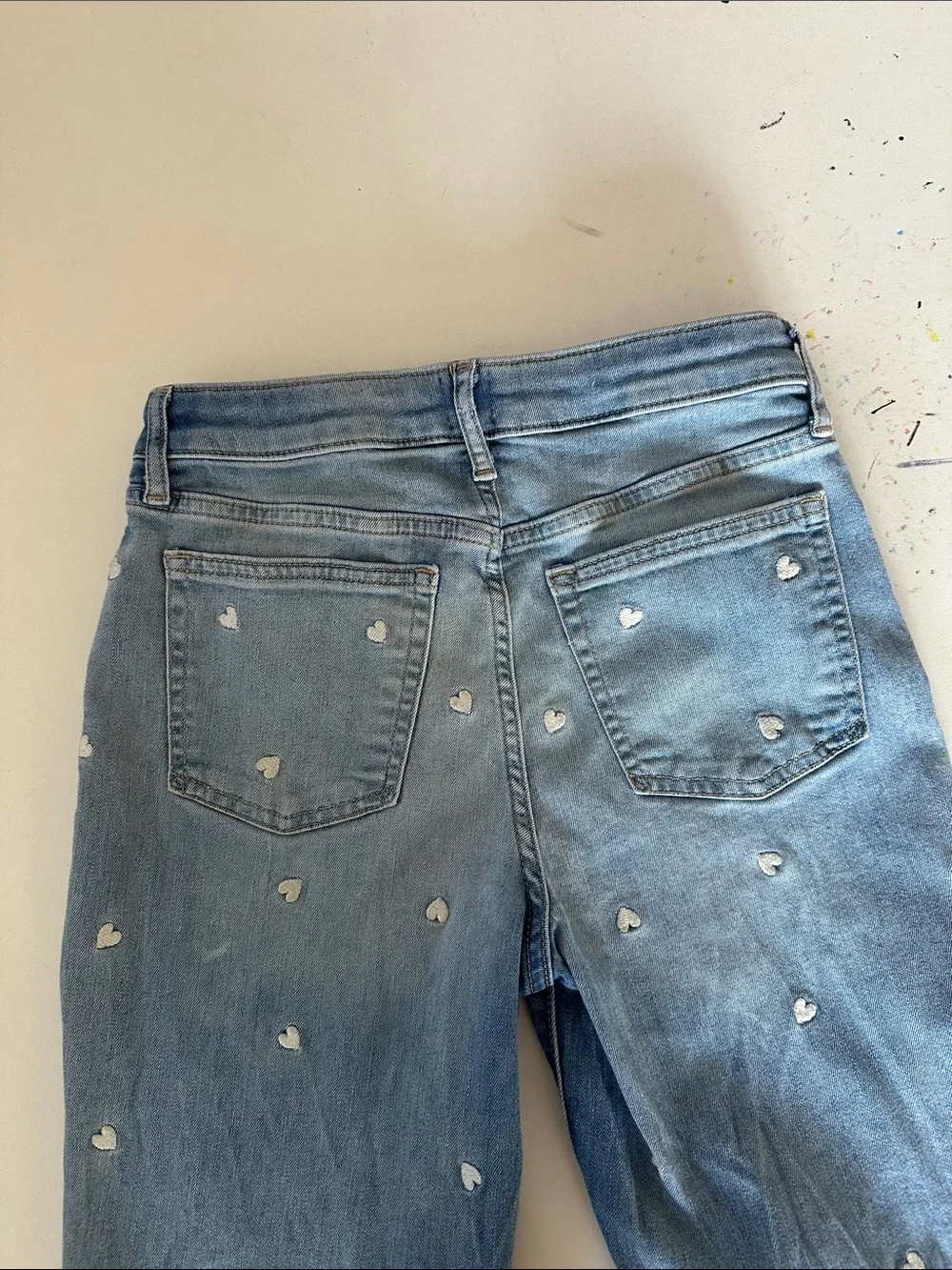 GAP Light Blue Jeans with White Heart Embroidery